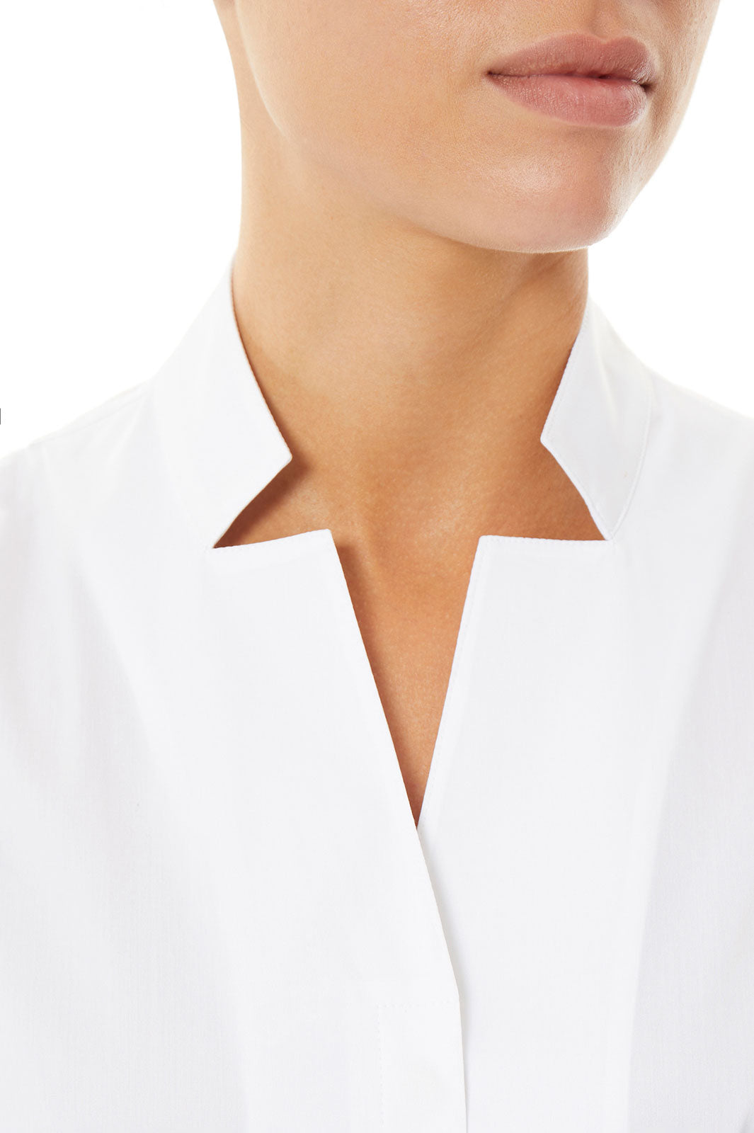 Sleeveless Notched Collar Stretch Cotton Shirt