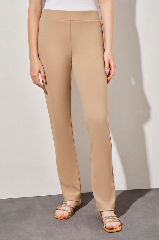 Plus Size Pull-On Straight Leg Deco Crepe Pant | Ming Wang