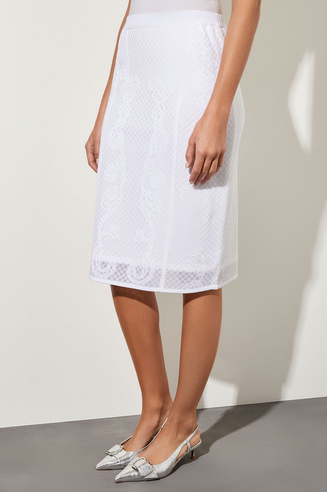 Knee Length Pencil Skirt - Jacquard Knit | Ming Wang