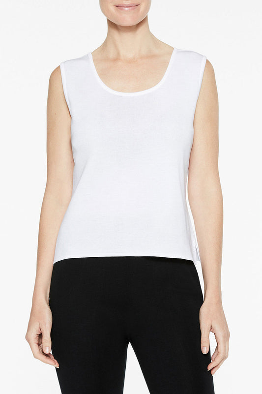 Plus Size Scoop Neck Knit Tank, White | Ming Wang
